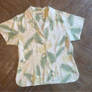 Tommy Bahama Green and Cream Hawaiian Silk Shirt